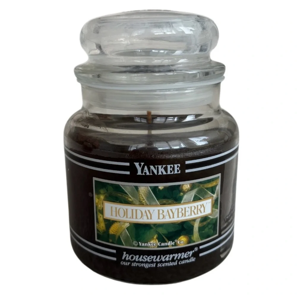 Yankee Candle Jar Holiday Bayberry Rare Vintage Black Band Dark Green 14.5 Oz